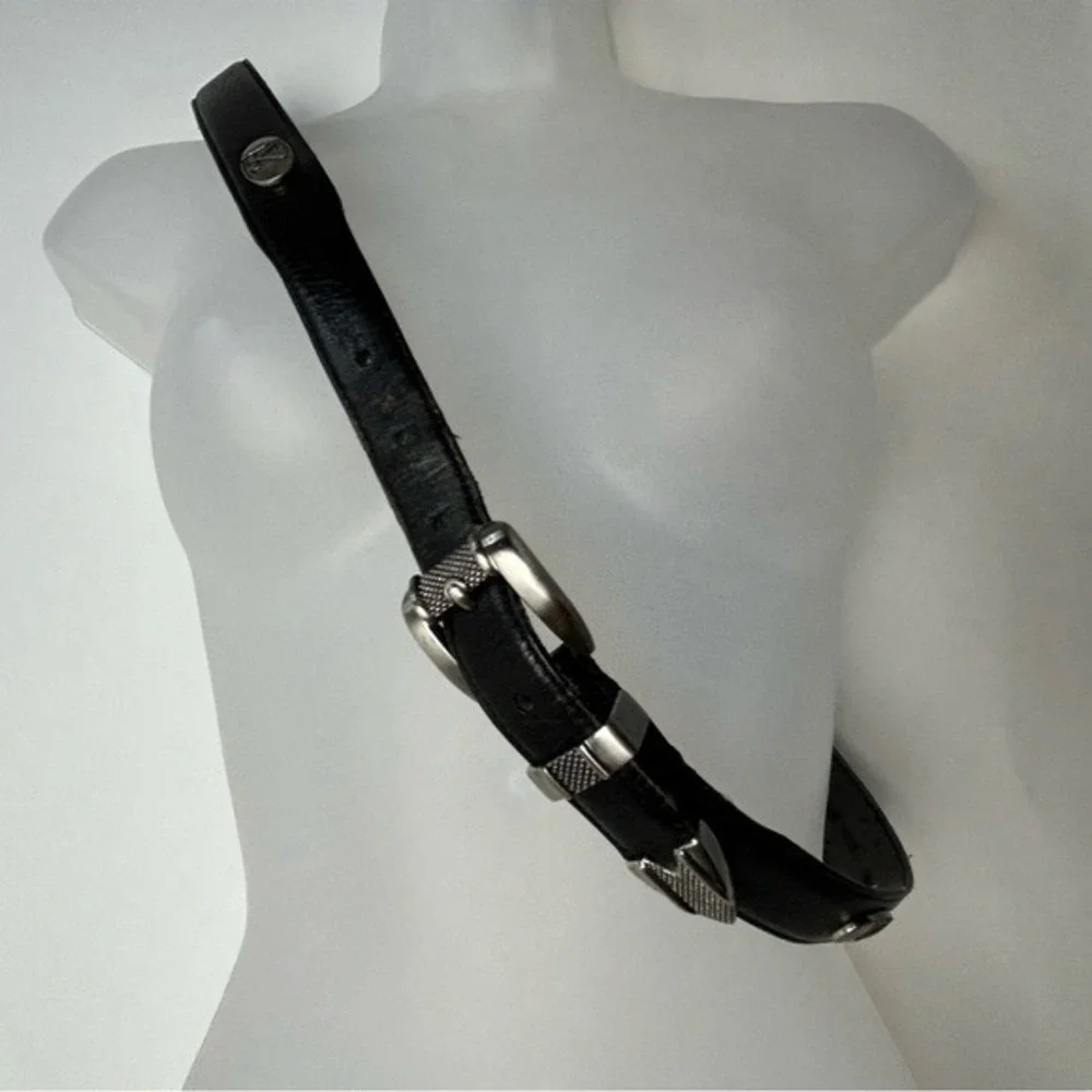 Izod Black Leather Belt with Silvertone Golf Motif Medallions‎ & Tip